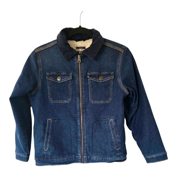 Oshkosh B'Gosh Genuine Sherpa Jacket Lined Denim  Sz 12 Unisex Jean  Exellent - Picture 1 of 15